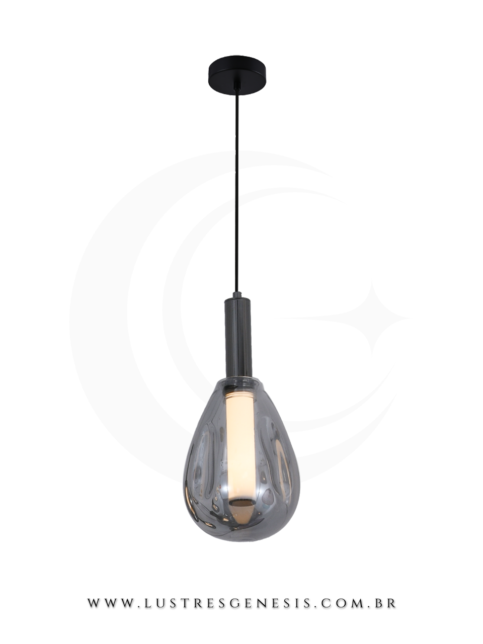 Pendente Potente 15W 3000K Luz Quente Preto e Fumê